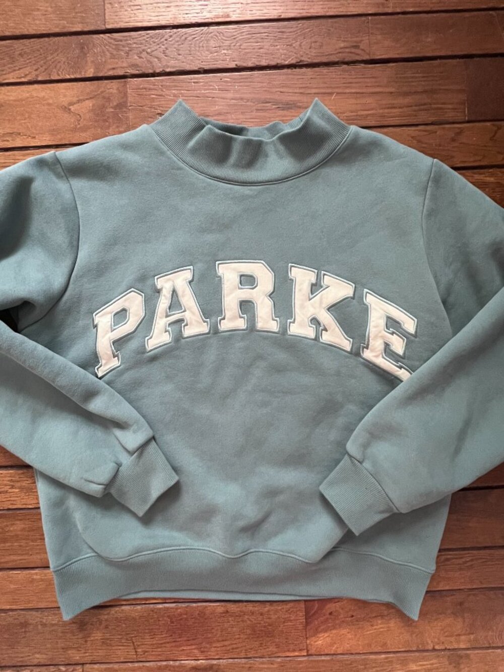 Parke Glacier Blue Varsity Mockneck Size S/M Like NEW In Bag - Picture 4 of 8